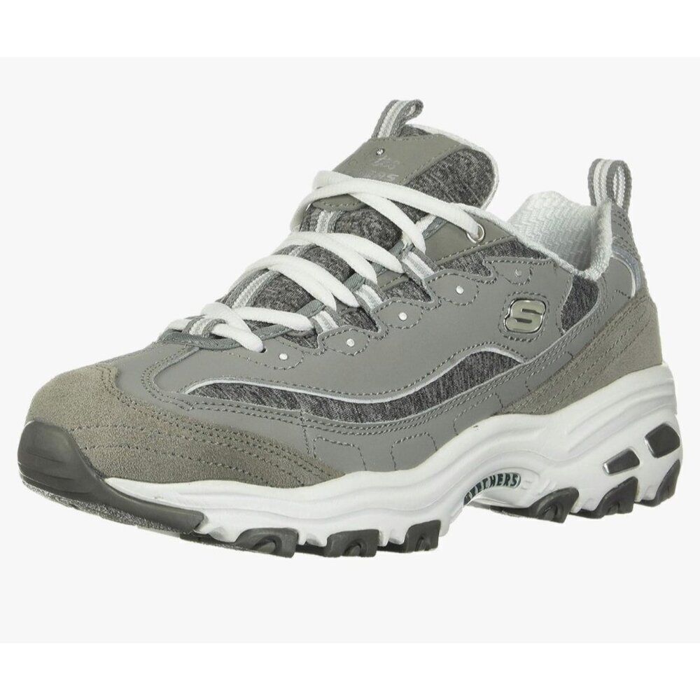 Skechers D’ Lites Women Gray Leather Sneakers Size 7.5